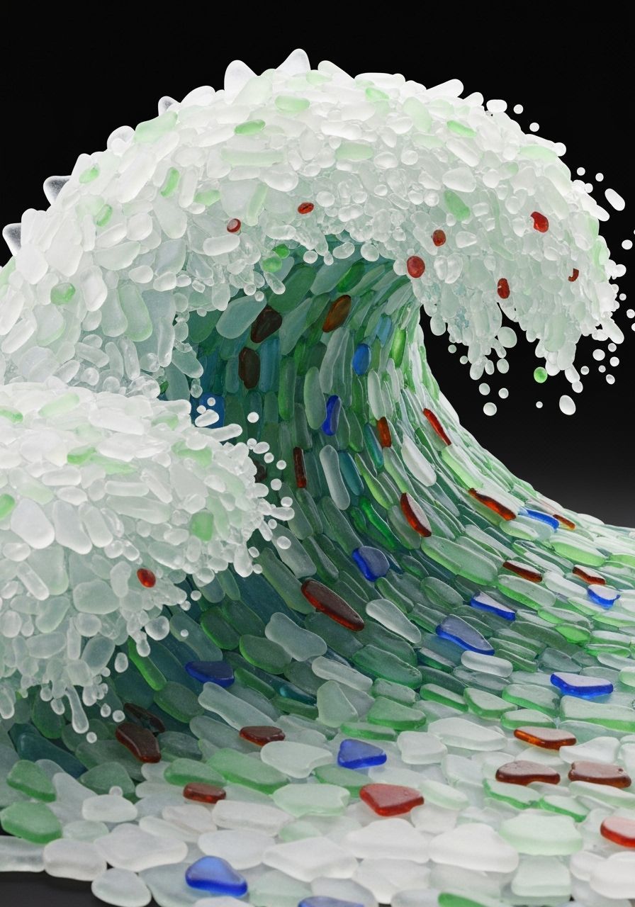 Crashing Wave Sculpture Made From Sea Glass