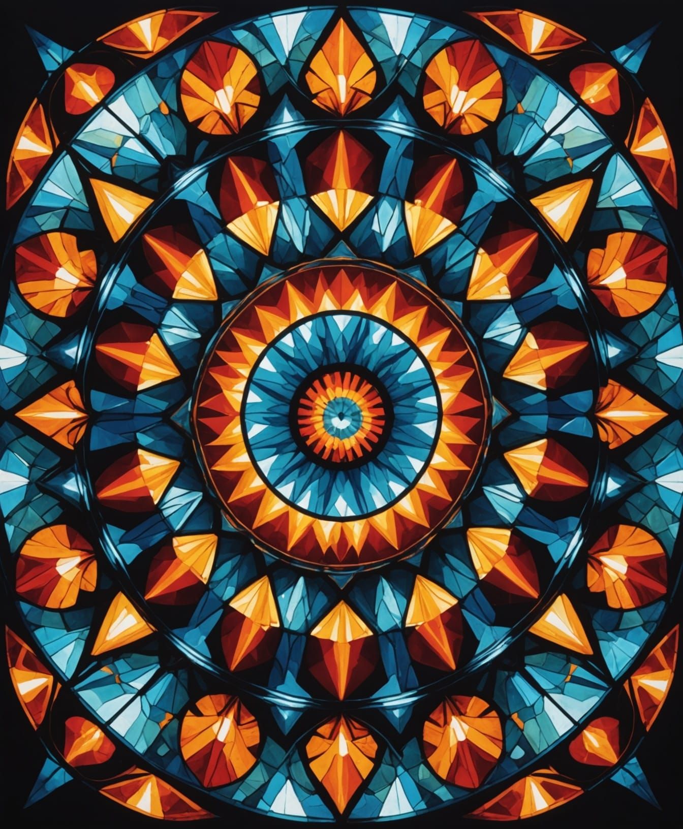 Kaleidoscopic Glass Art with Geometric Designs