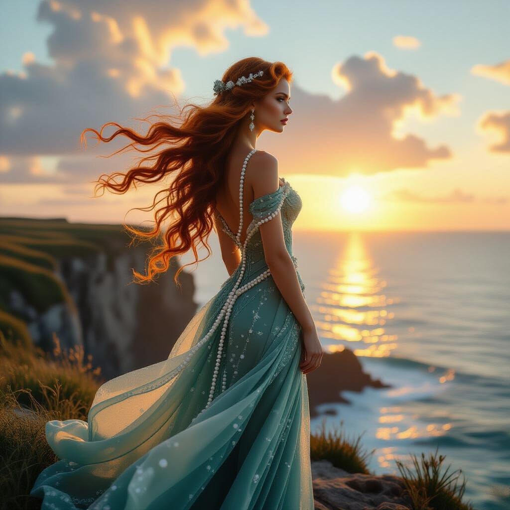 Celtic Goddess at Sunset, Digital Art