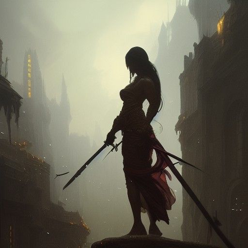 Detailed Fantasy Assassin in Dark Concept Art