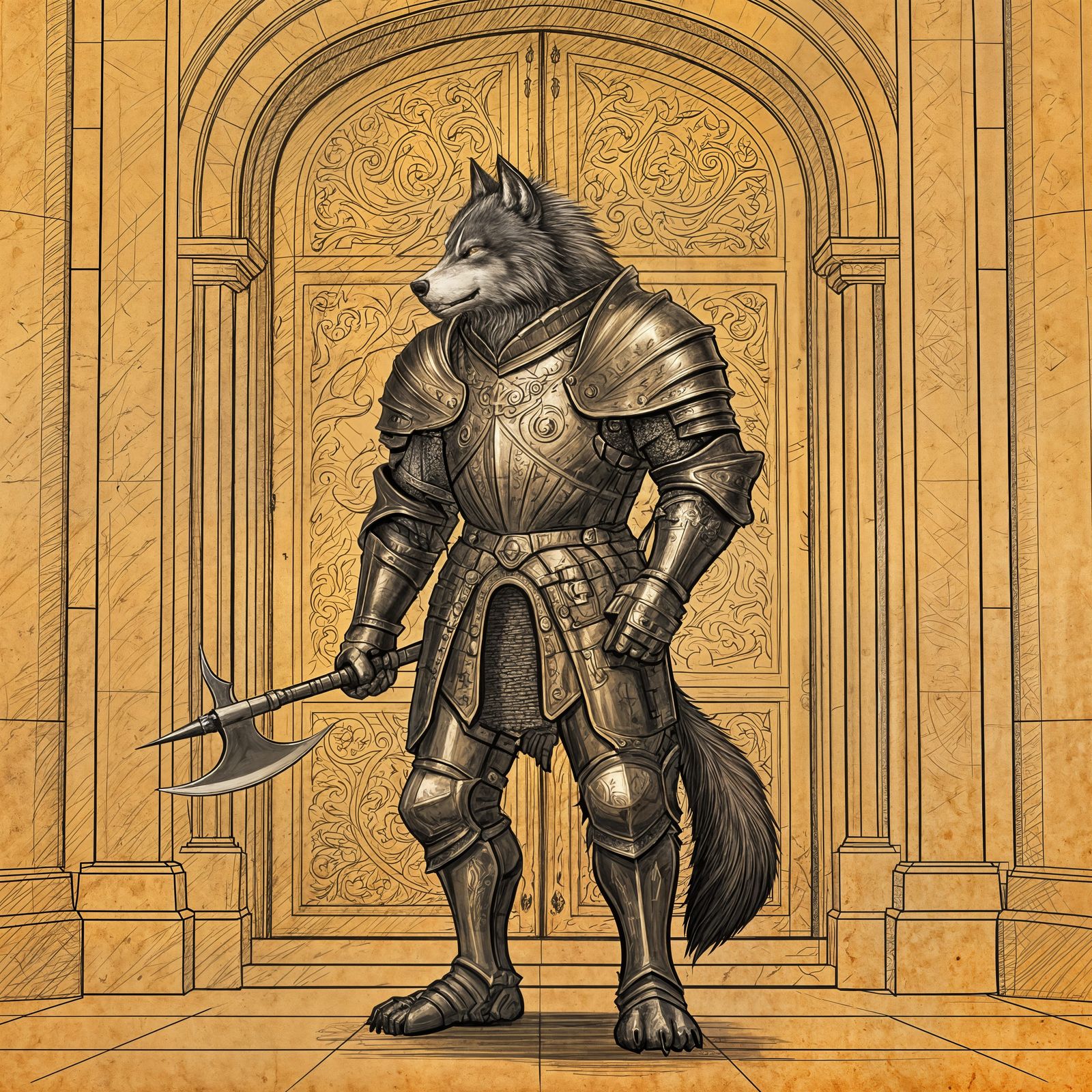 Werewolf Guard in Ceremonial Armor with Halberd