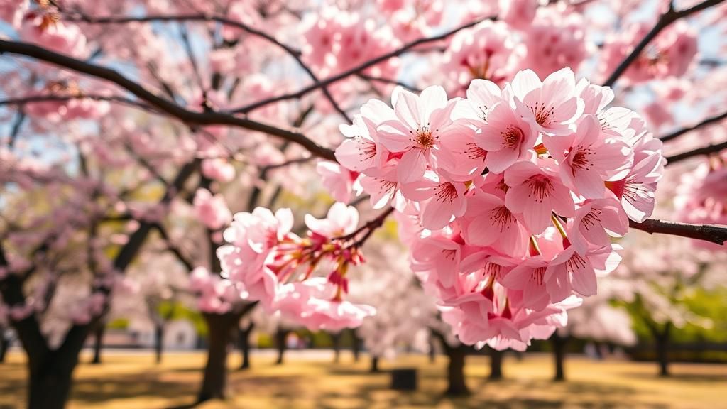 Vibrant Macro Photograph of Cherry Blossoms