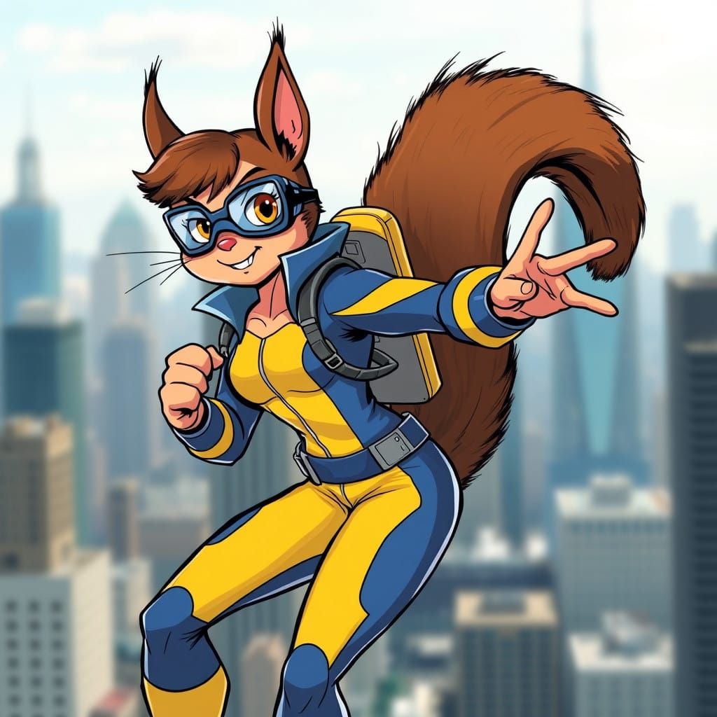 Squirrel Girl in Dynamic Comic Book Style