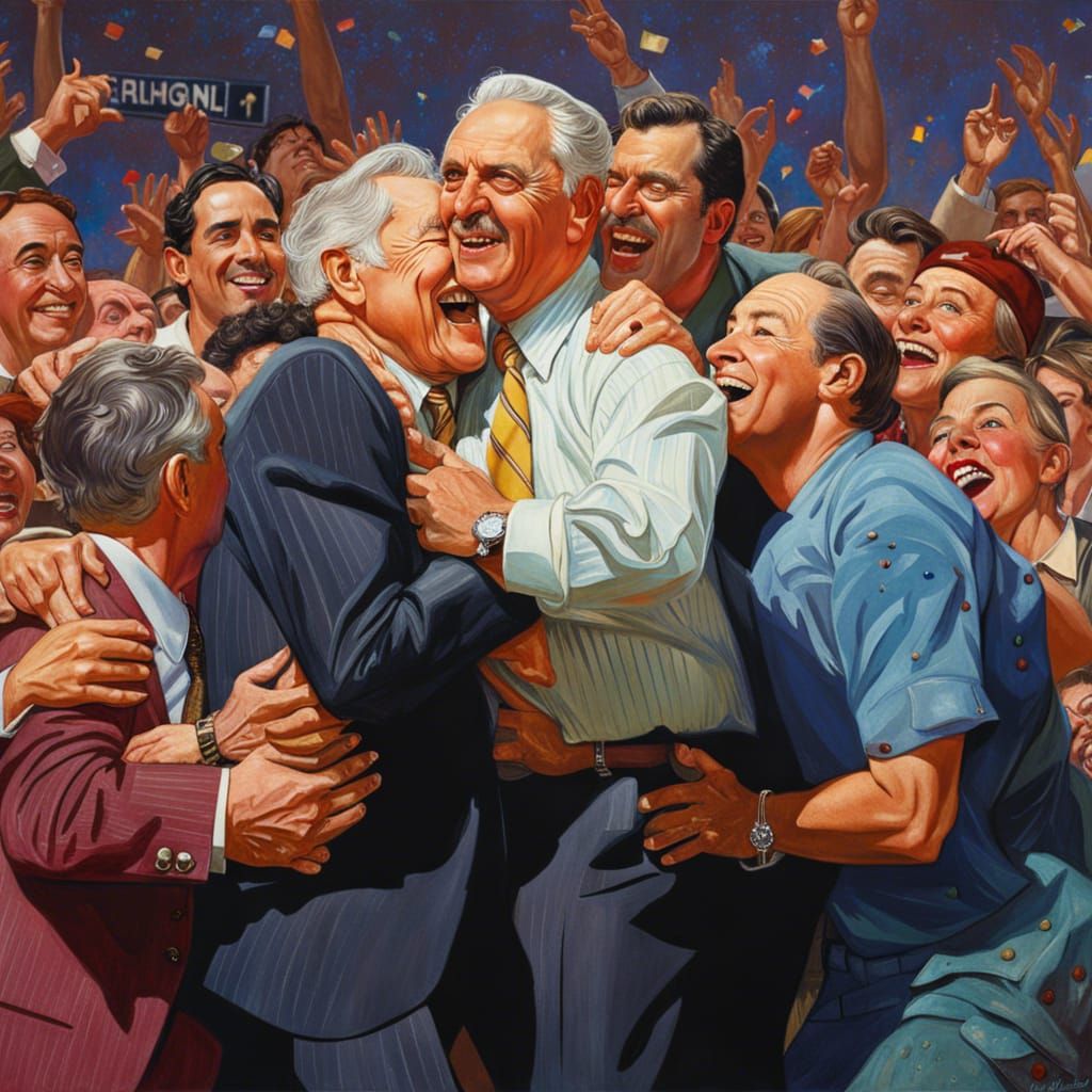 Winners' Hug: A Photorealistic Celebration