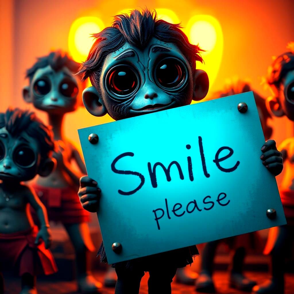 Cute Characters Making Funny Faces in Dark Fantasy Art