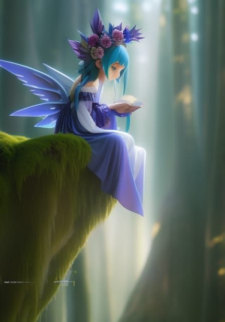 Ethereal Angel Elf Portrait with Translucent Wings