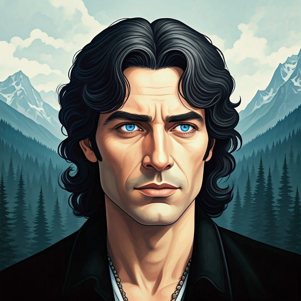 Romanian Man Gazing at Majestic Carpathian Mountains in Art ...