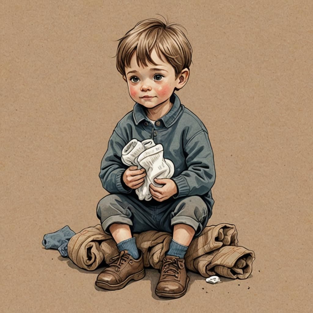 Cute Boy Holding Smelly Socks Illustration