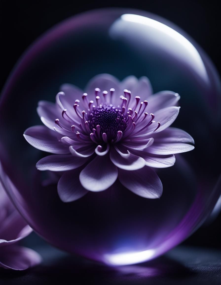 Purple Flower in Nested Orbs: Hyper-Realistic Macro