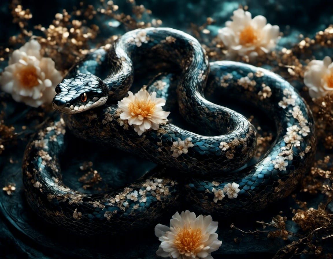 Albino Snake with Mother-of-Pearl Inlay