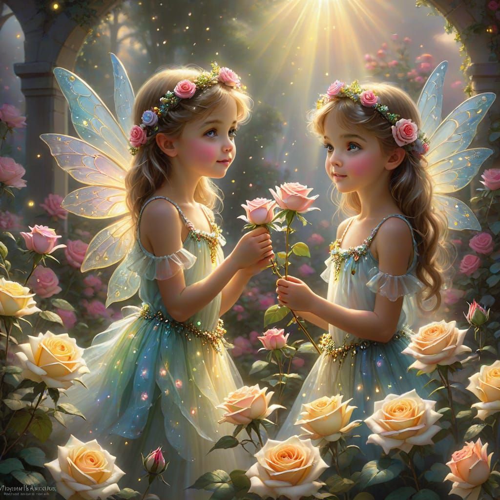 Fairies Magically Grow Vibrant Roses in Ethereal Light
