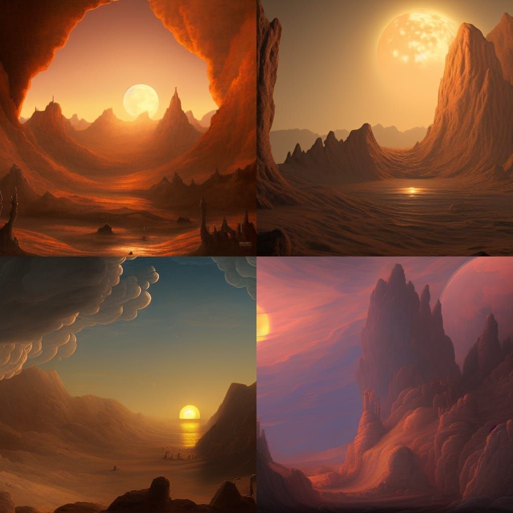 Renaissance Sunset on the Moon in Detailed Matte Painting