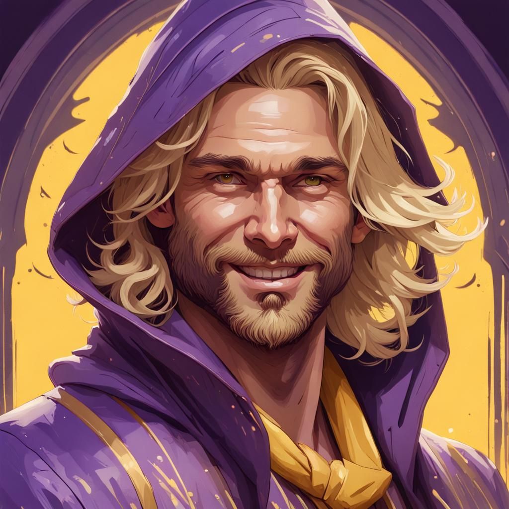 Man in Purple Suit with Magic, Digital Art