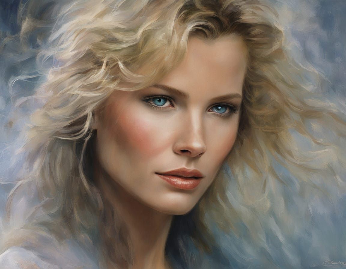 Kim Basinger Hyperrealistic Portrait in Impasto Style