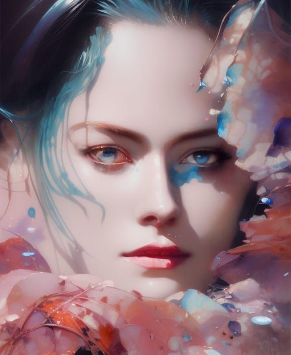 Blue Lace Agate Baroness Portrait in Art Nouveau Style