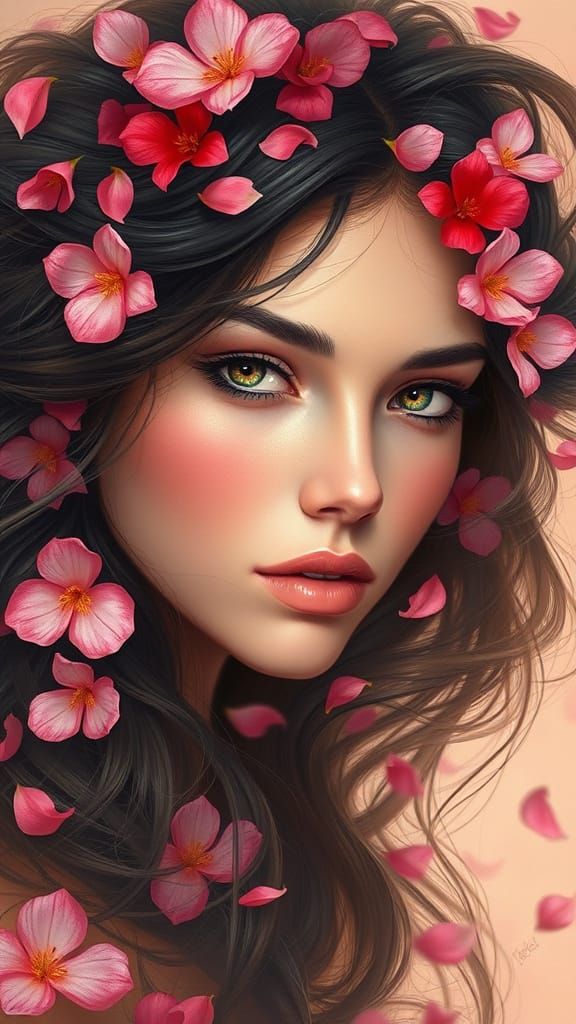 Enchanted Floral Goddess in Realistic Style