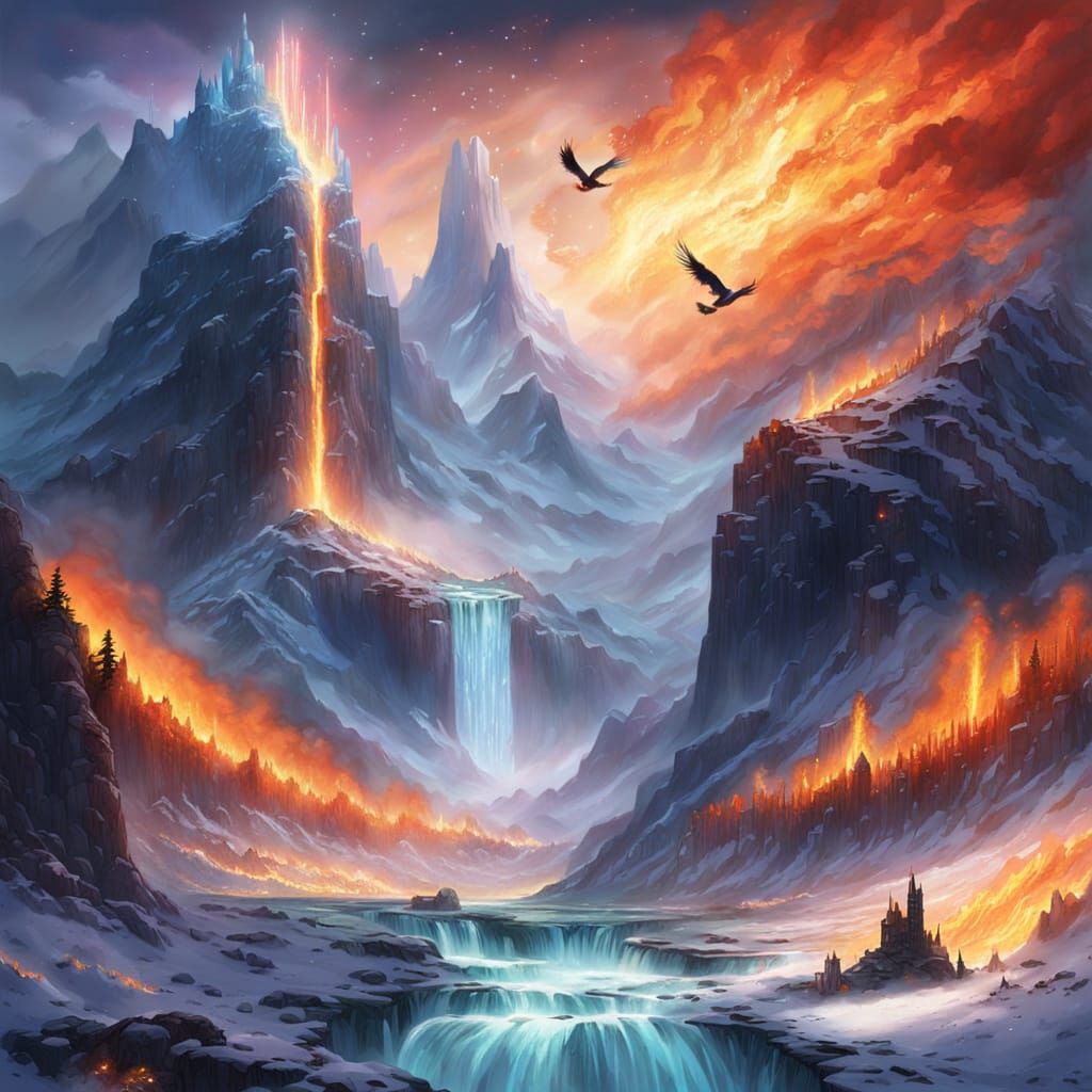 Epic Anime Battle: Fire and Ice Mountain Fortress
