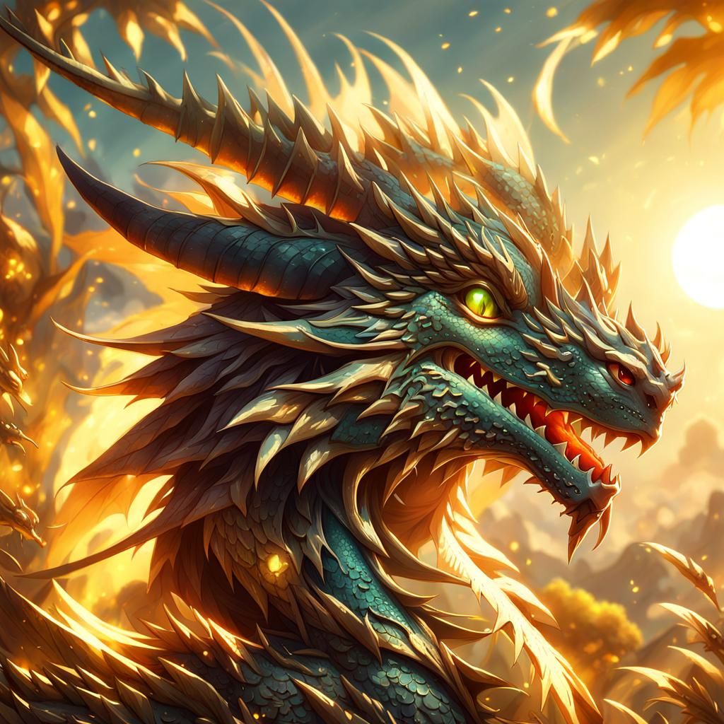 Adorable Dragon in Morning Light: Anime Style