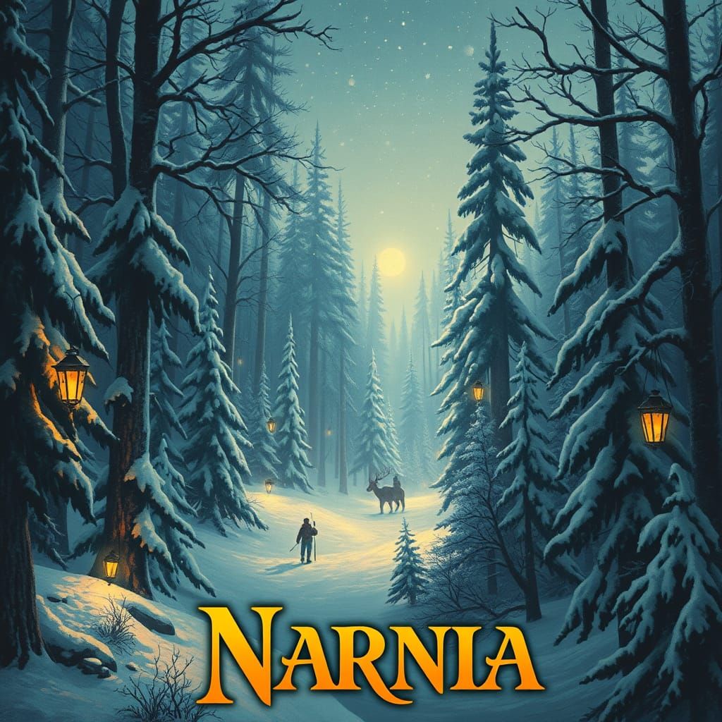 Enchanted Narnia Forest: Vintage Travel Poster Art