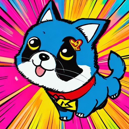 Cute Comic Book Dog with Vibrant Colors