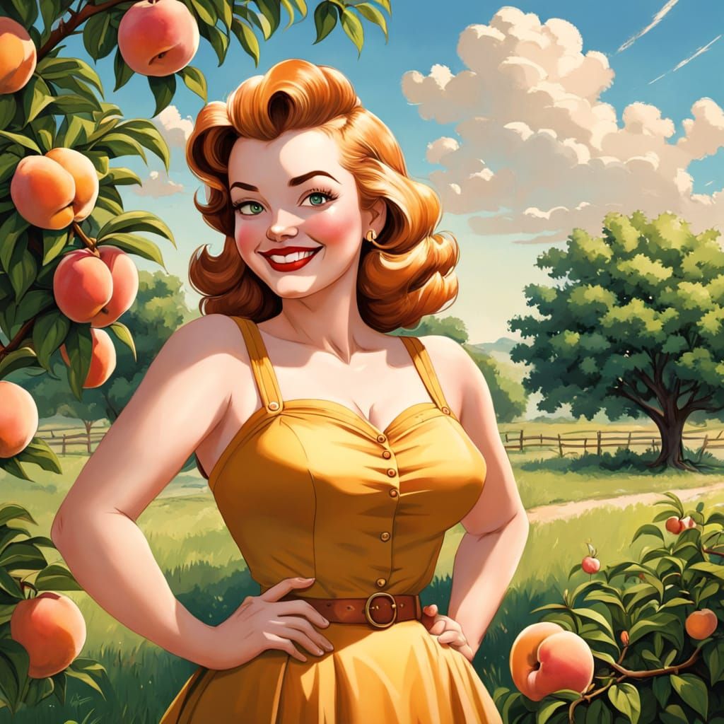 Country Girl by Peach Tree in Vintage Comic Style