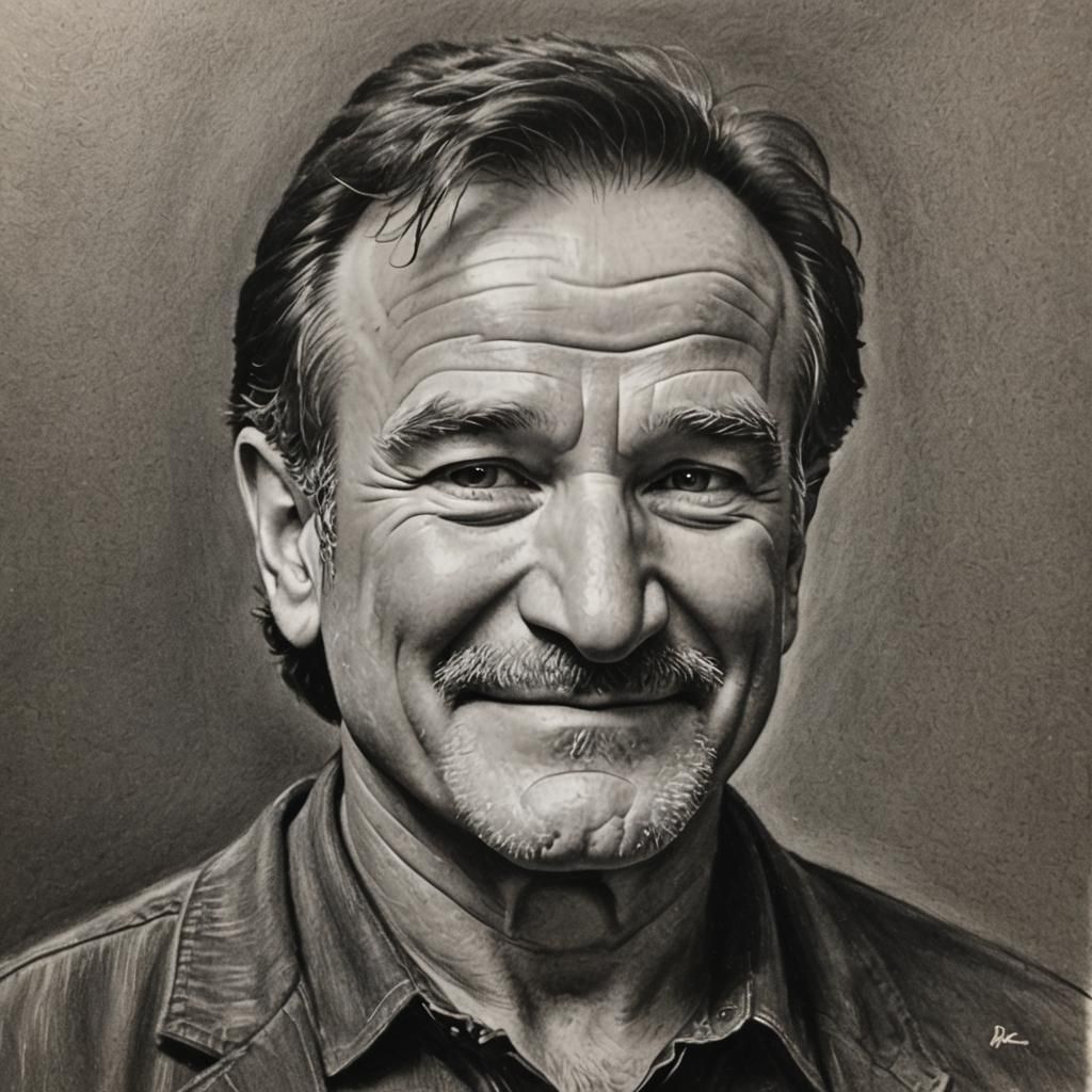 Expressive Charcoal Portrait of Robin Williams