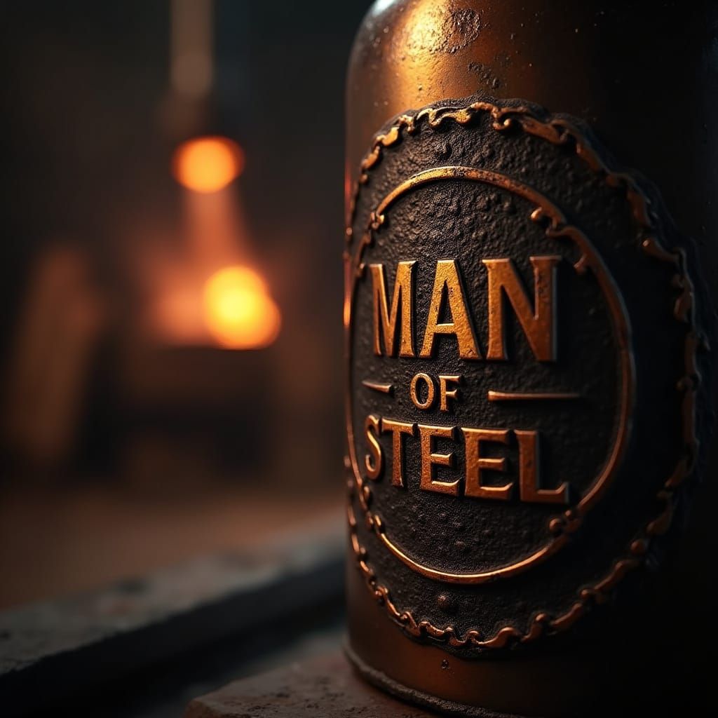 Man of STEEL Label in Iron Foundry