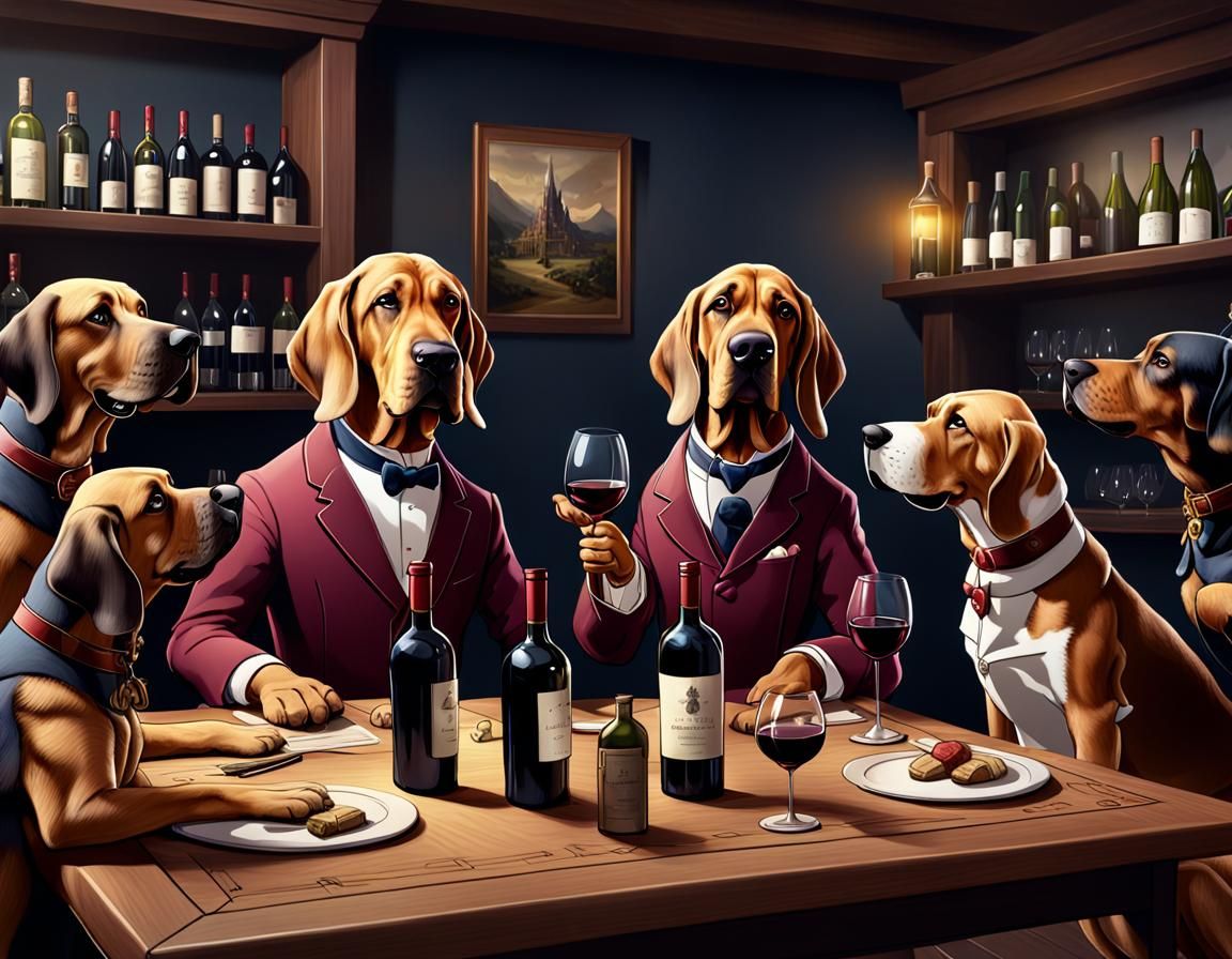 Dog Sommelier Masterclass in Humorous Cartoon Style