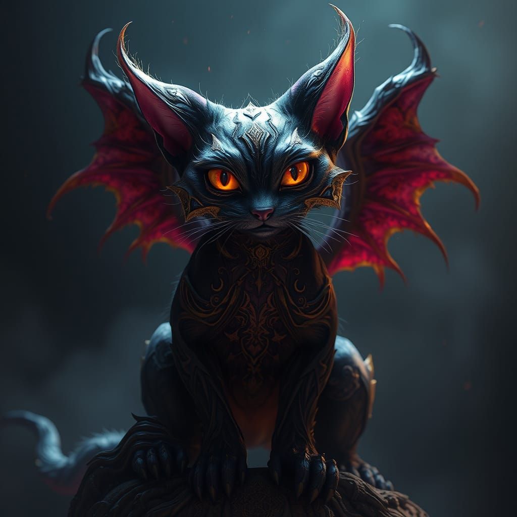 Majestic Eldritch Cat in Dark Fantasy Style