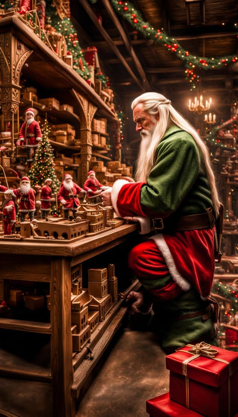 Legolas in Santa's Toy Factory: Hyperrealistic Rendering
