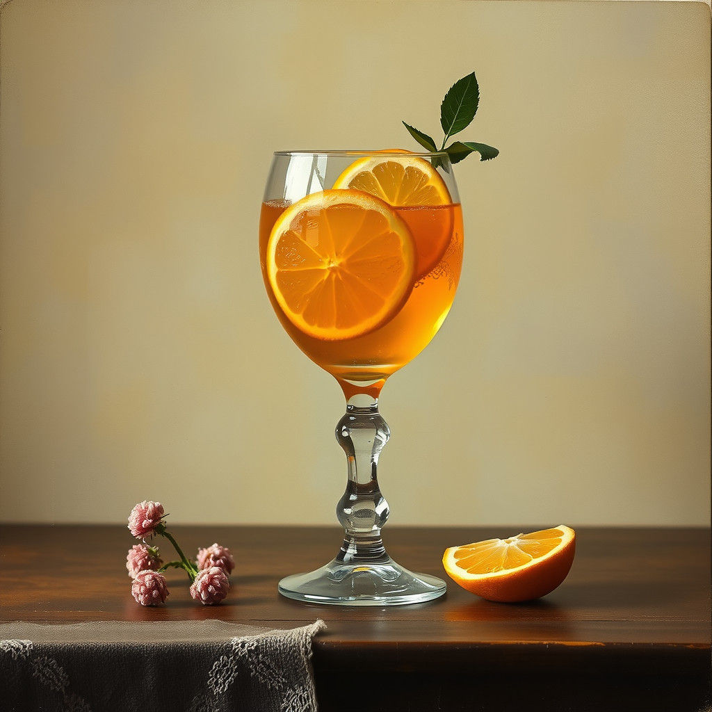 Delicate Glass and Citrusy Cordial in Soft Impressionist Lig...