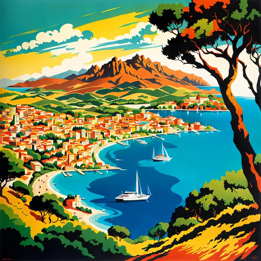 Corsica Island: Retro Travel Poster from the 70s