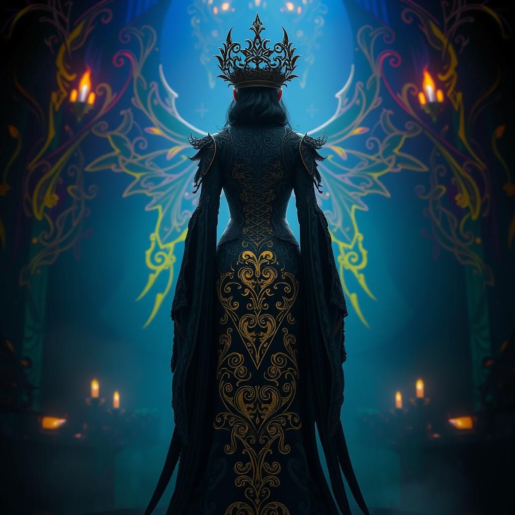 Mystical Woman in Dark Fantasy Art Nouveau Style