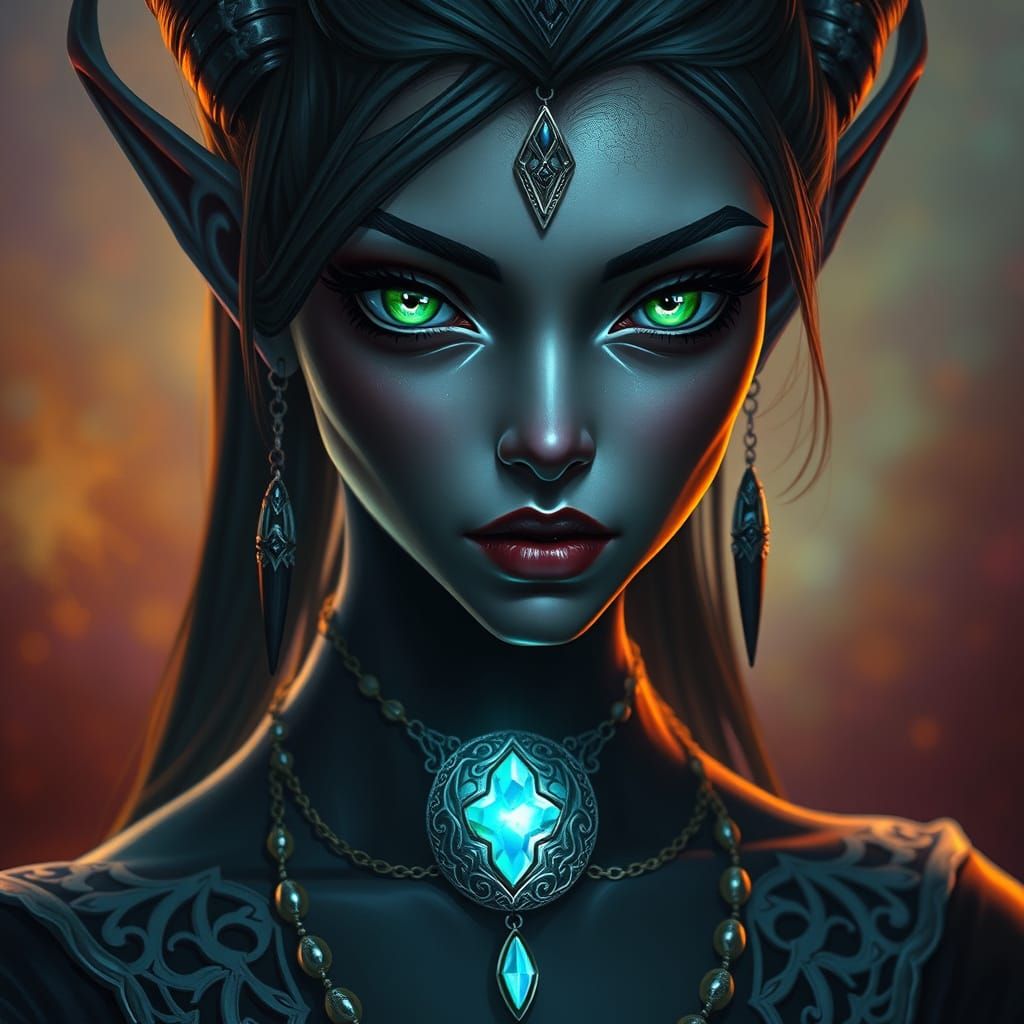 Mystical Drow Goddess Radiates Ethereal Energy in Hyperreali...