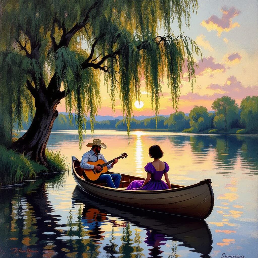 Cowboy Serenade by Twilight Lake