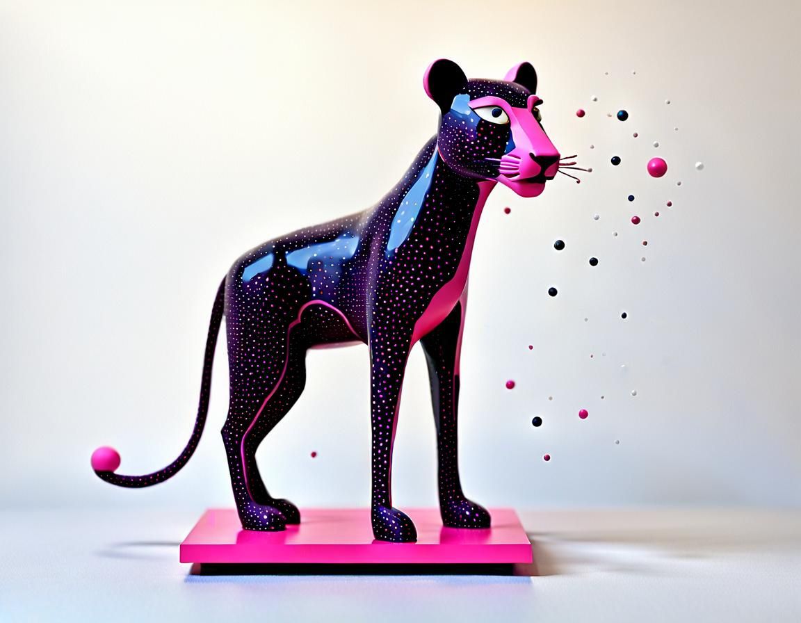 happy naif cute smile little pink Panther powerful  silhouet...