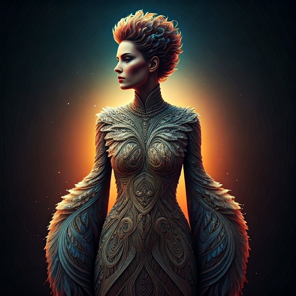 Hyperrealistic Fashion Model in Dramatic Lighting