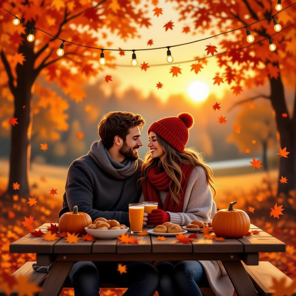 Cozy Autumn Evening: A Couple's Tender Moment