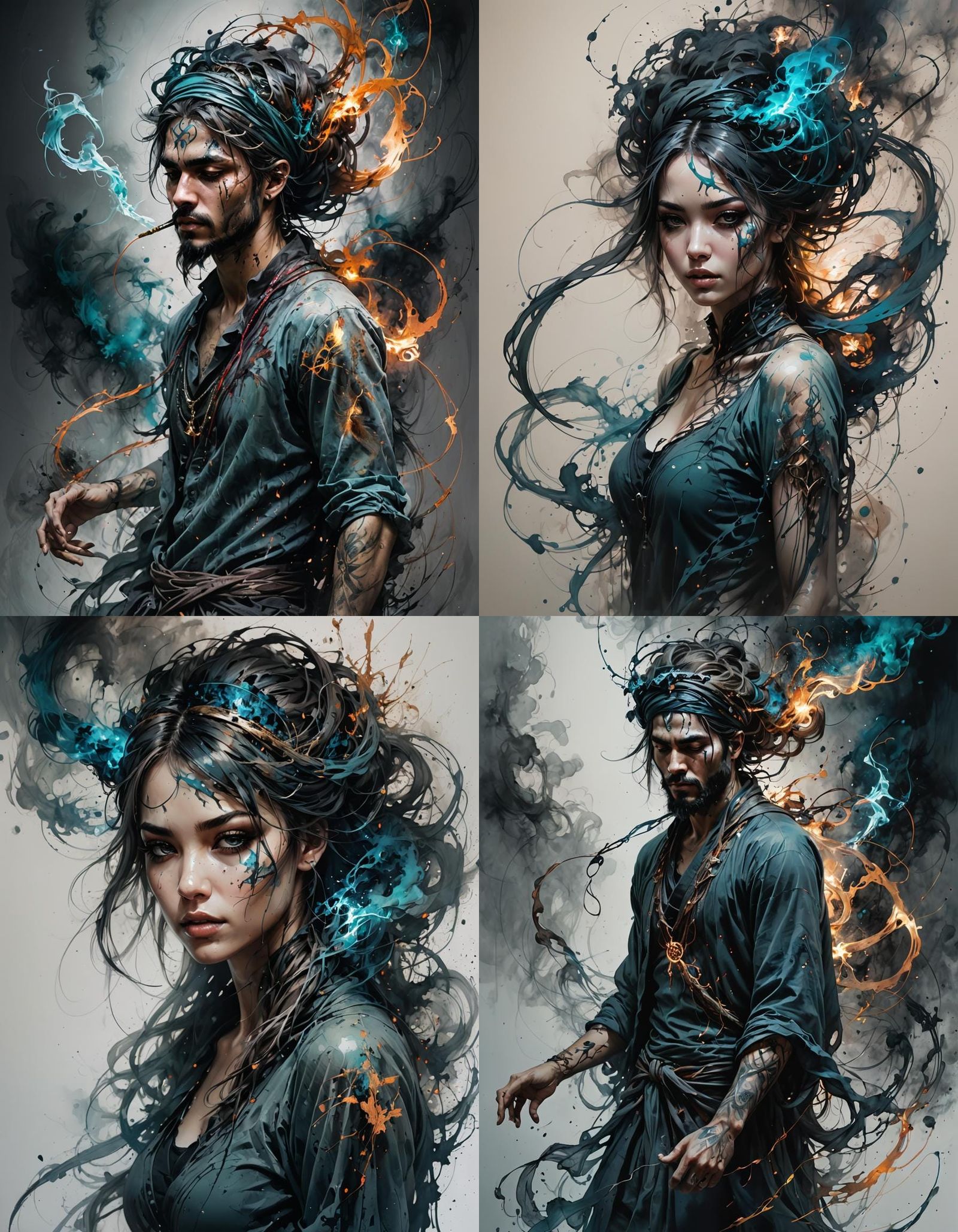 Ethereal Smoke Creature in Action Painting Style