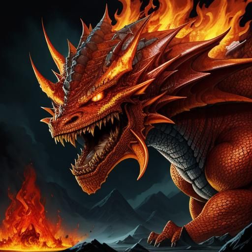 Furious Dragon Roaring in a Fiery Inferno