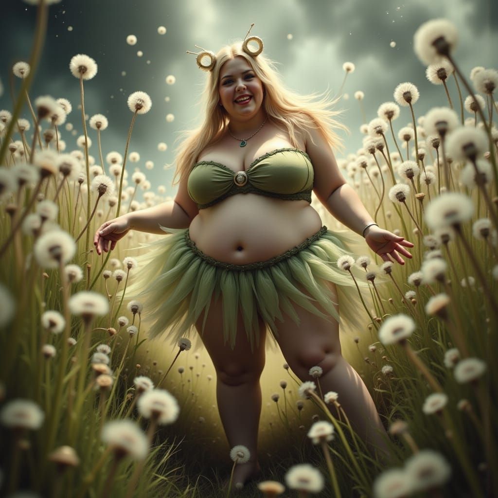 Surreal Horror Goddess in Tattered Tinkerbell Costume