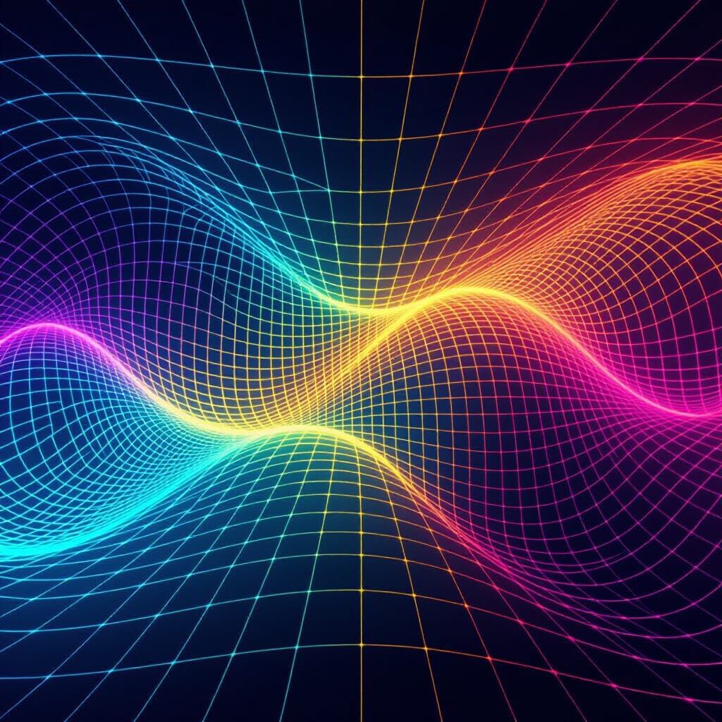 Abstract Neon Grids with Shifting Gradients