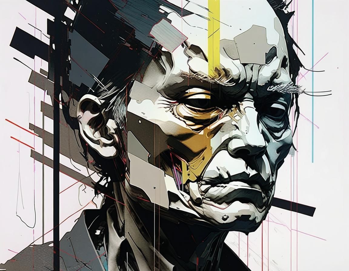 Glitch Art Sculpture in Comic Book Style