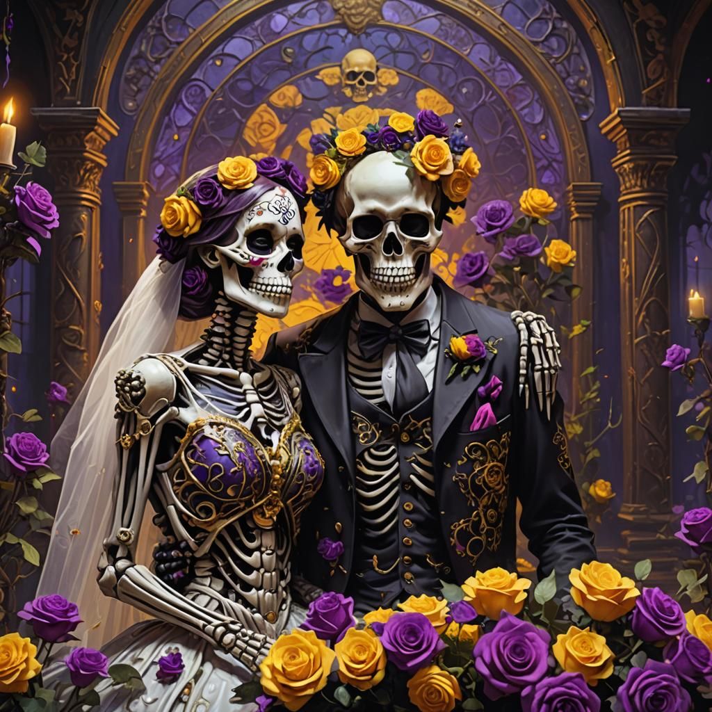 Day of the Dead Skeleton Wedding Photo