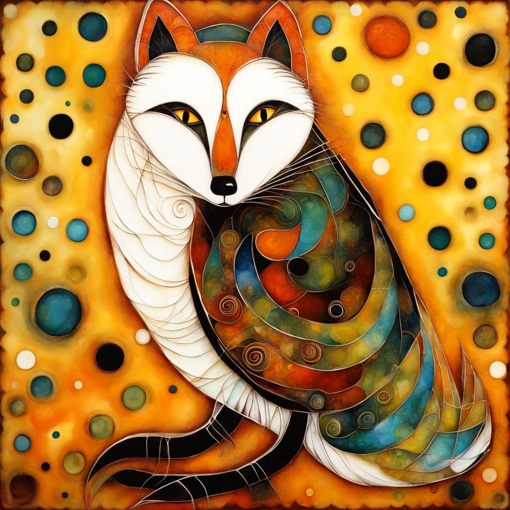 Brer Fox Encaustic Painting in Naive Style