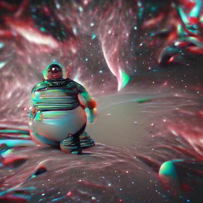 Plus-Size Man in Space: 8K 3D Render
