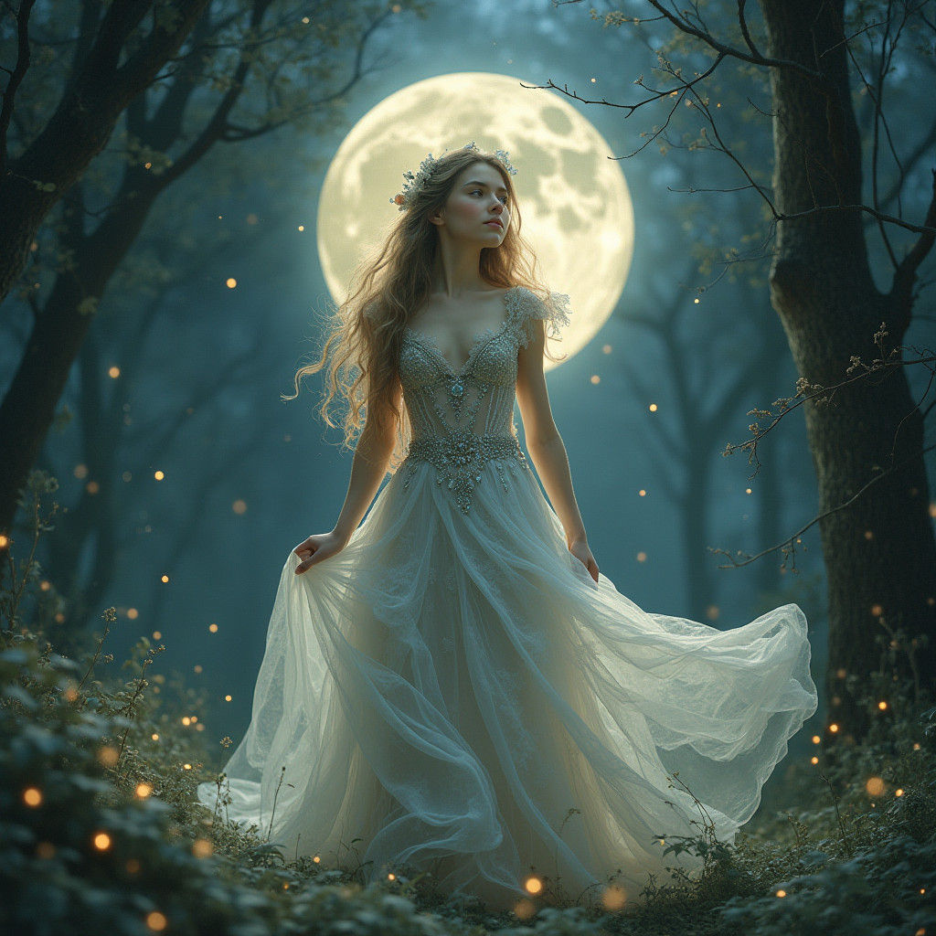 Ethereal Moon Fairy in Misty Forest