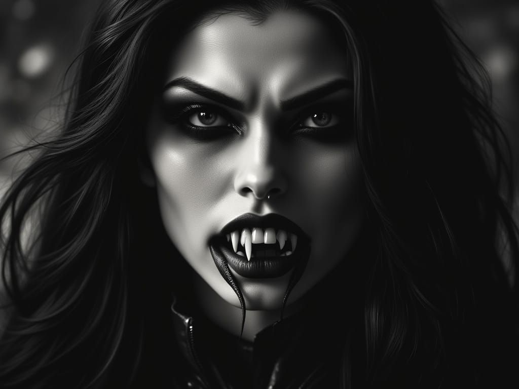Vampire with fangs