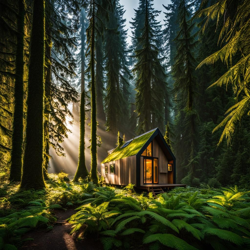 Tiny House in Hoh Rainforest: Light and Shadow