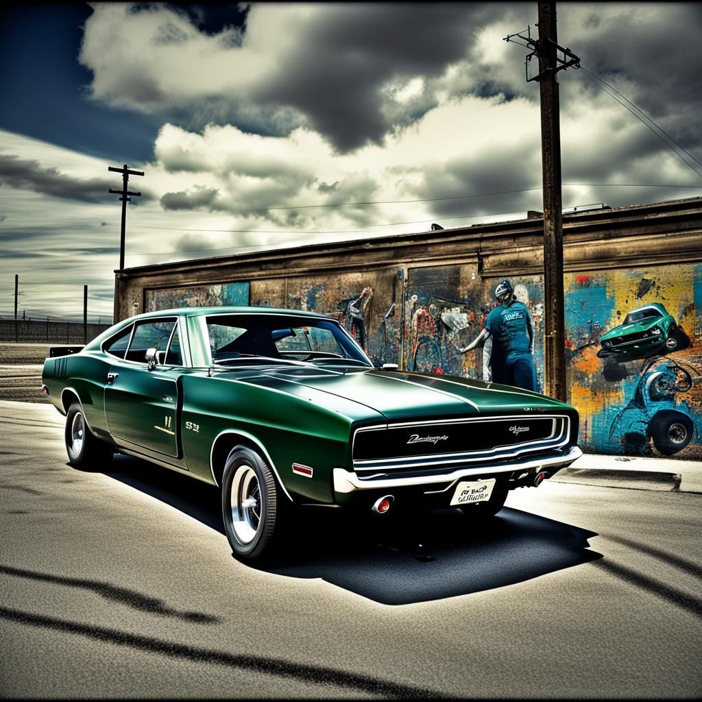 Banksy Style Muscle Car Street Race